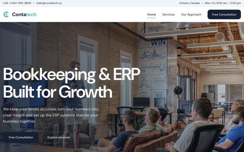 Homepage of the Contatech website
